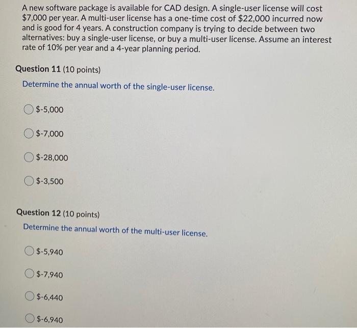  A new software package is available for CAD design. A single-user