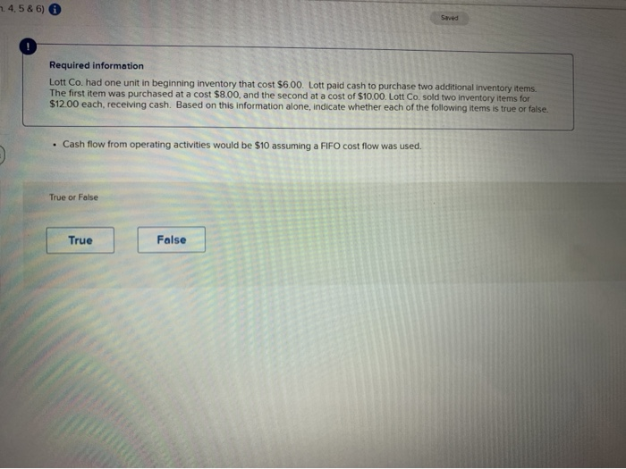 one unit in beginning inventory that cost $6.00. Lott paid cash to