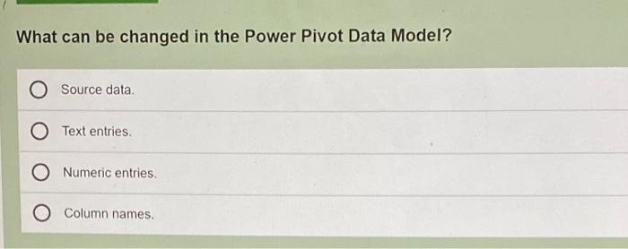  What can be changed in the Power Pivot Data Model? Source