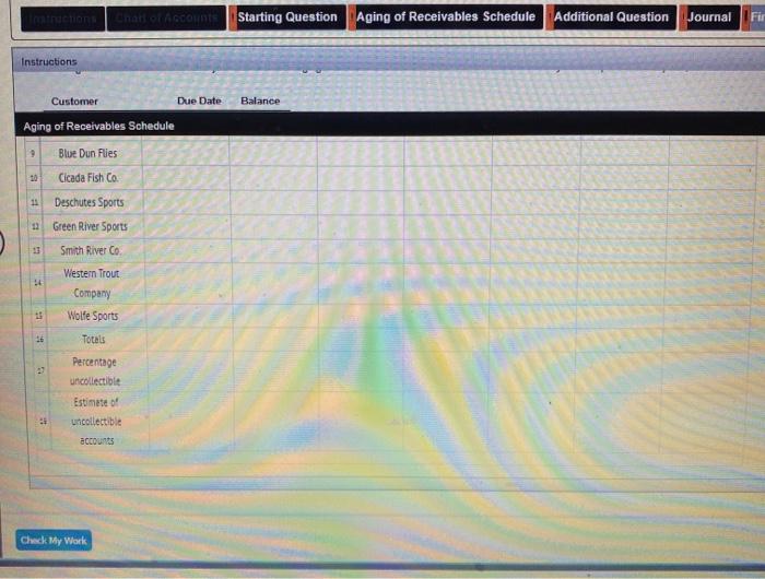 for doubtful accounts Additional Question Journal Final Question Instructions Chart of Accounts
