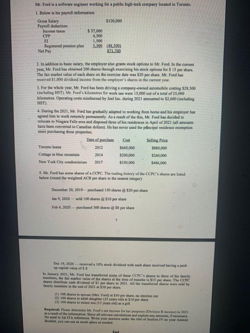  Mr. Ford is a software engineer working for a public high-tech