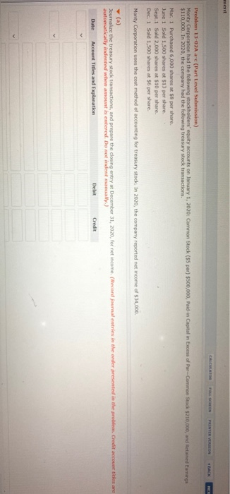  PRINTER VERSION BACK Problem 13-02A - (Part Level Submission) Monty Corporation