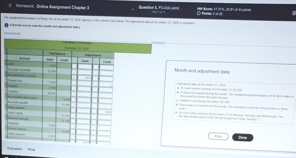  Homework: Online Assignment Chapter 3 Question 5, P3-43A (simil... Part 1