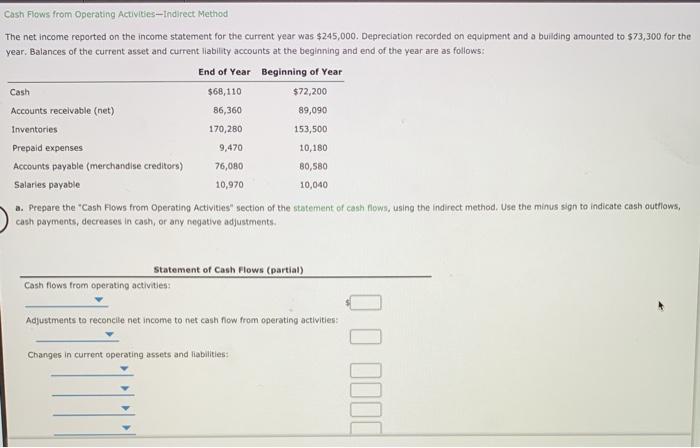 likewise, accounting help please. Cash Flows from Operating Activities-Indirect Method The net