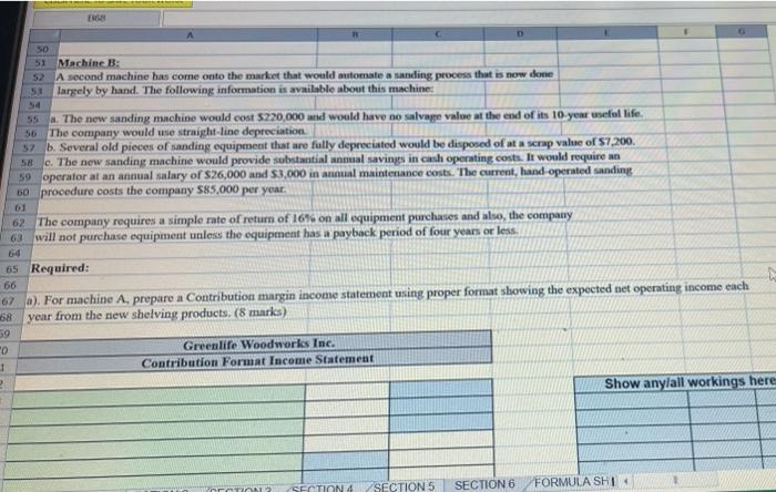 Greenlife Woodworks Inc is considering purchasing two different items of machinery, as