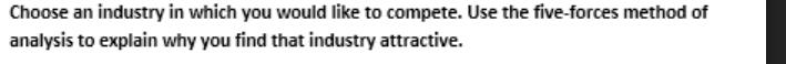 please help Choose an industry in which you would like to compete.