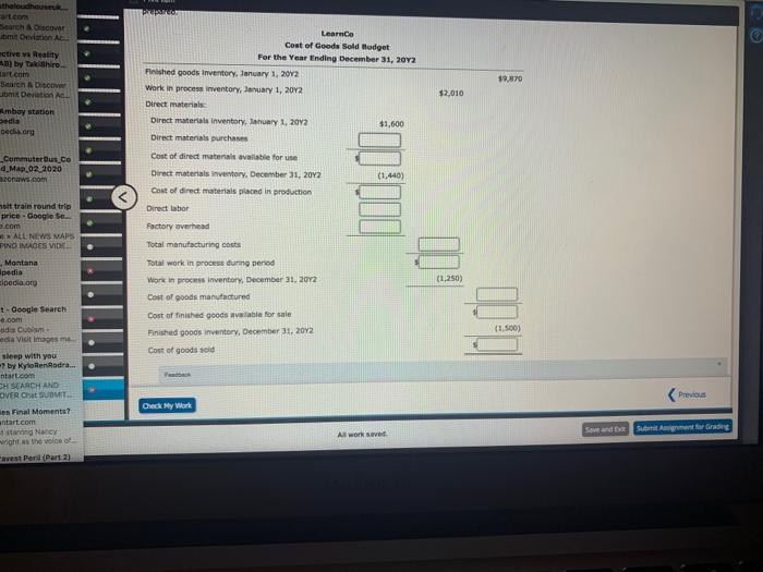 manufacture, how much it might spend on direct materials and direct labor,