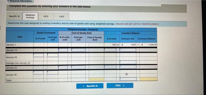 the questions displayed belom Lake Company reported the following January purchases and