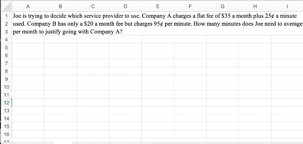please use excel when solving. A B D E F G