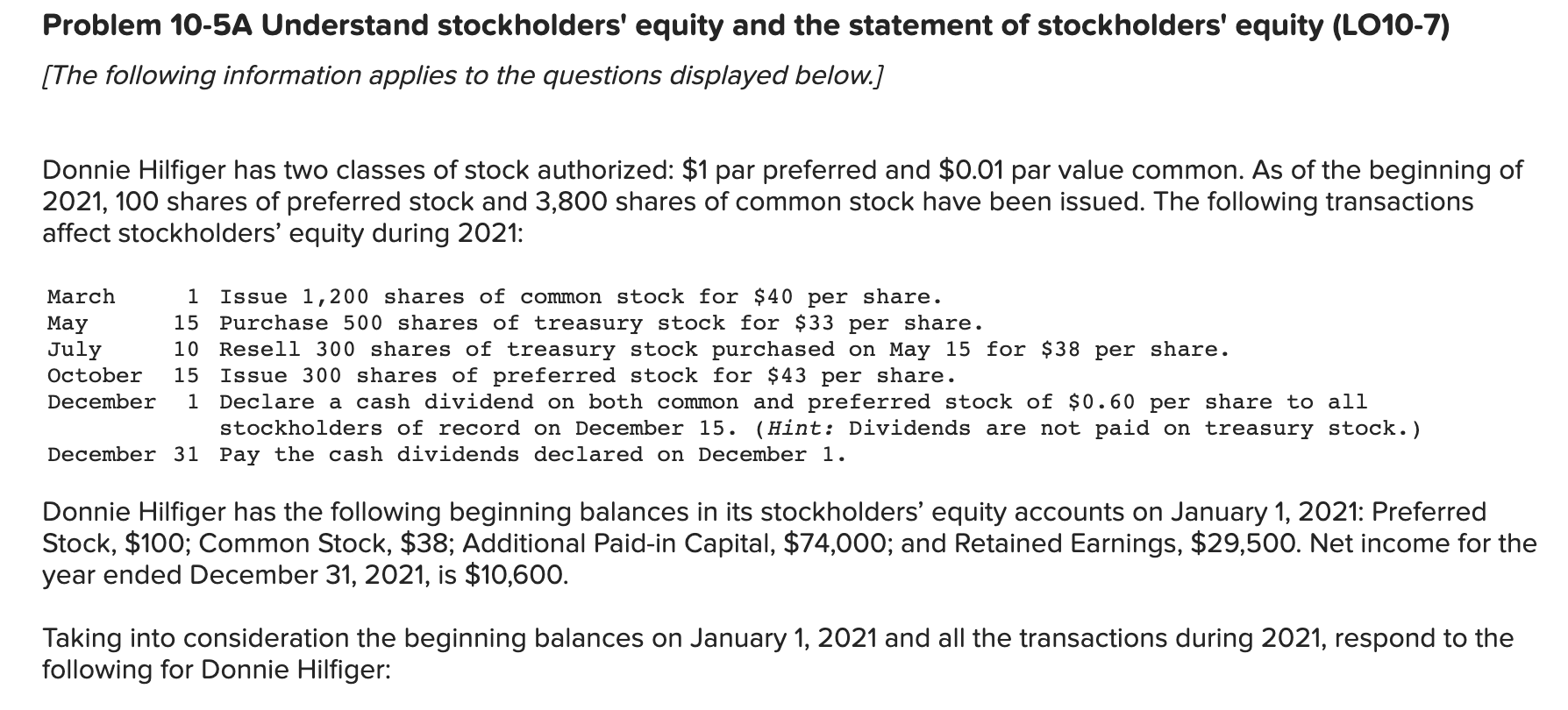 Donnie Hilfiger has two classes of stock authorized: $1 par preferred and
