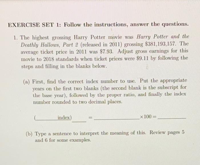  EXERCISE SET 1: Follow the instructions, answer the questions. 1. The