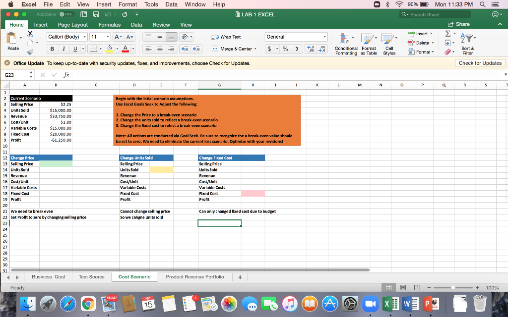 AutoSave OFF LAB 1 EXCEL Home Insert Page Layout Formulas Data Review