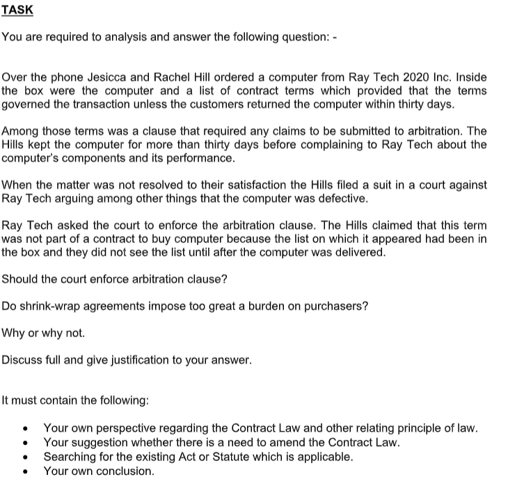  TASK You are required to analysis and answer the following question: