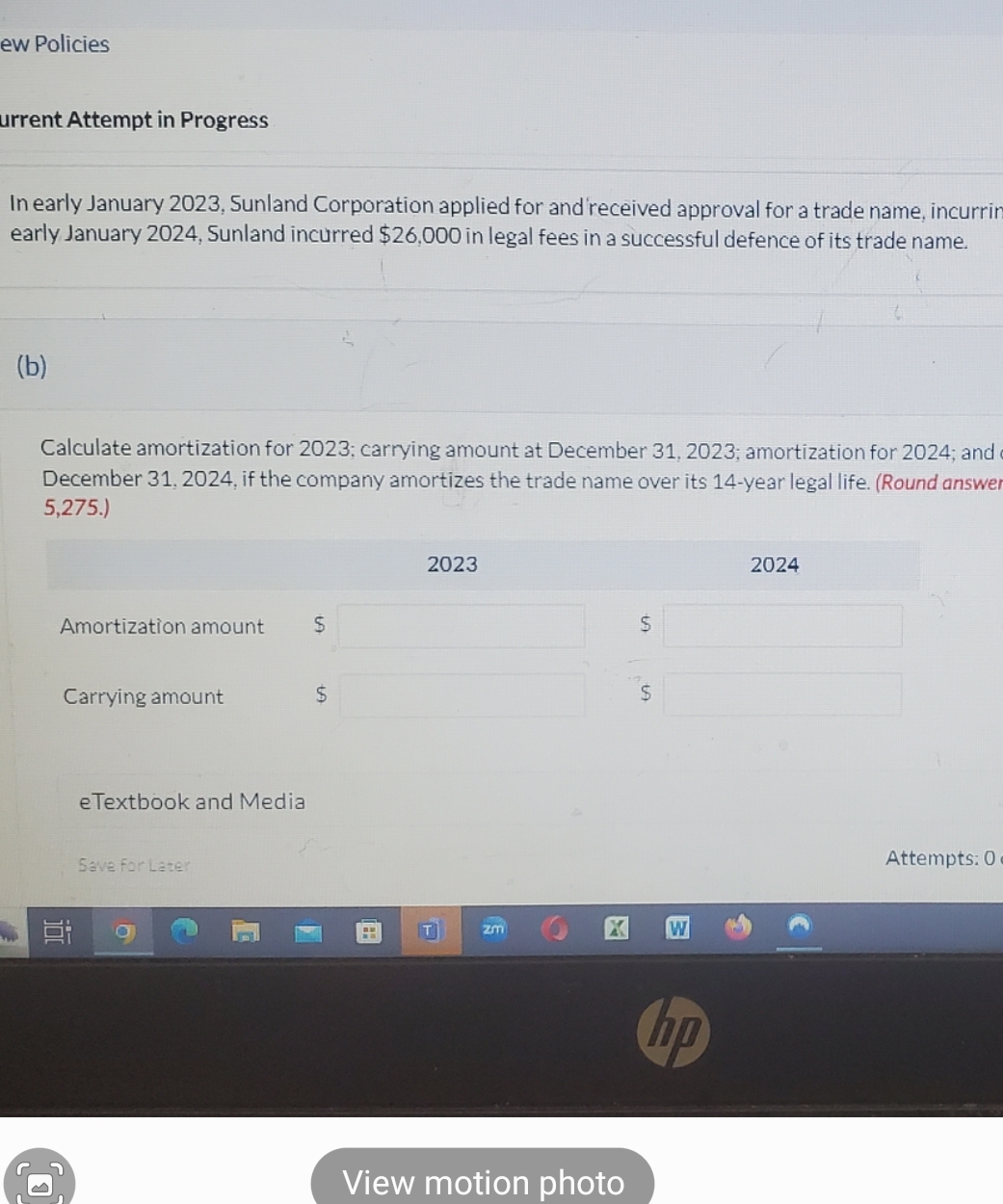  (c) Calculate amortization for 2023; carrying amount at December 31,2023; amortization
