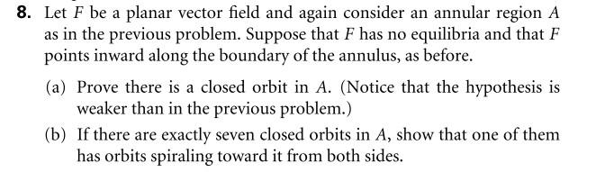8. Let F be a planar vector field and again consider