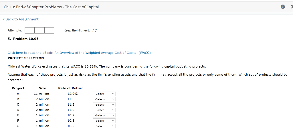 Ch 10: End-of-Chapter Problems - The Cost of Capital < Back to