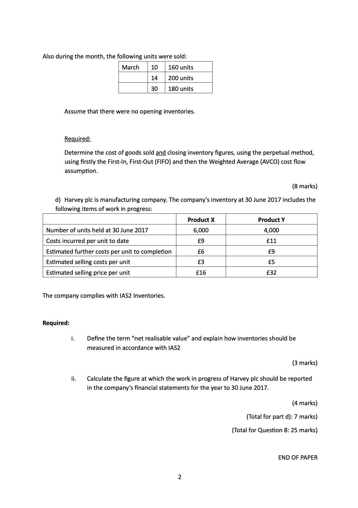  Question 8 a) Explain the term "inventories" as defined by IAS2