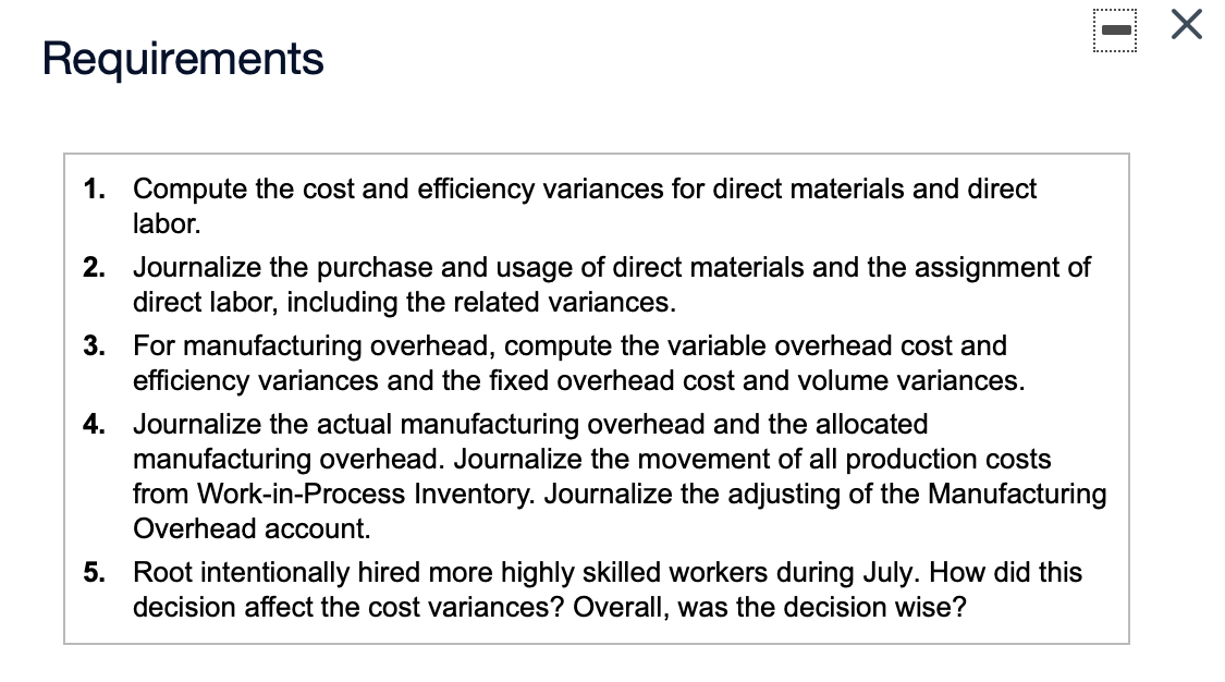 $0.13 per minute) Manufacturing Overhead: Variable (3 minutes @ $0.04 per minute)