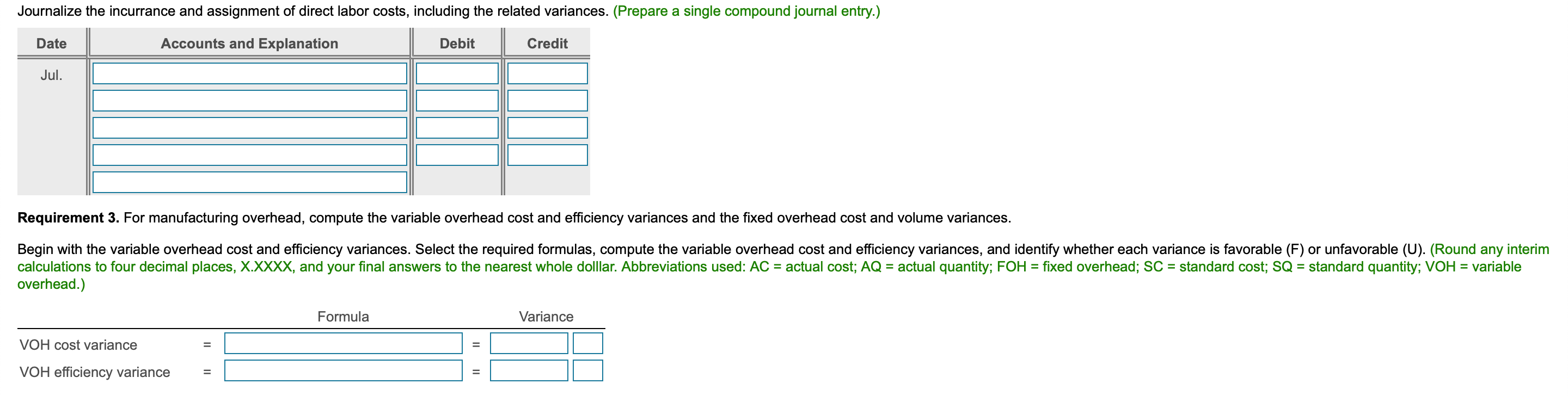 beginning or ending inventory balances. All expenditures were on account. b. Actual