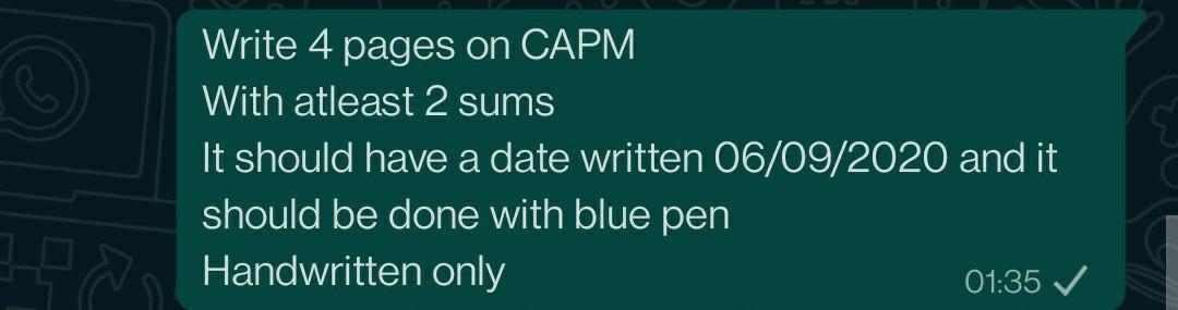  Write 4 pages on CAPM With atleast 2 sums It should