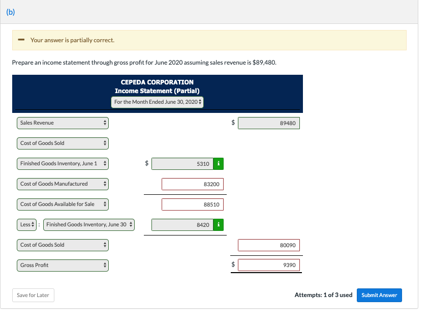 June 2020. Indirect factory labor $5,420 Factory utilities $410 Direct materials used