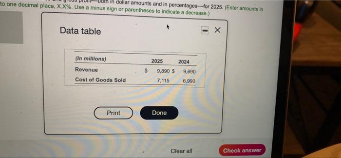 Prepare a horizontal analysis of revenues and gross profit-both in dollar amounts