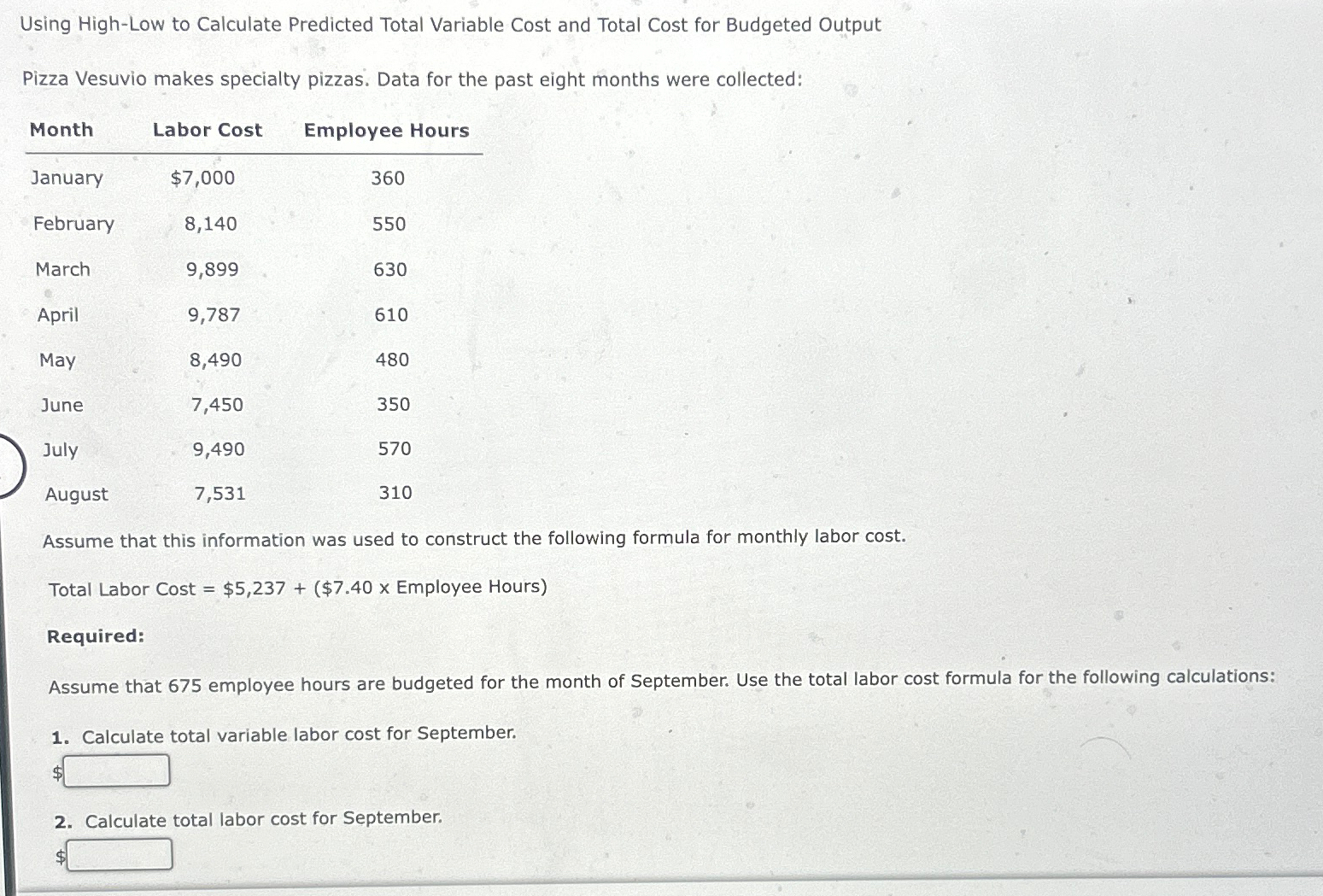  Using High-Low to Calculate Predicted Total Variable Cost and Total Cost