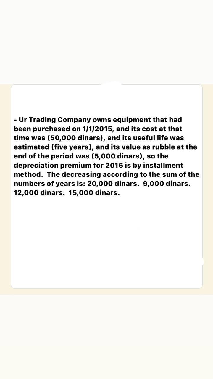 I need the answer as soon as possible - Ur Trading Company