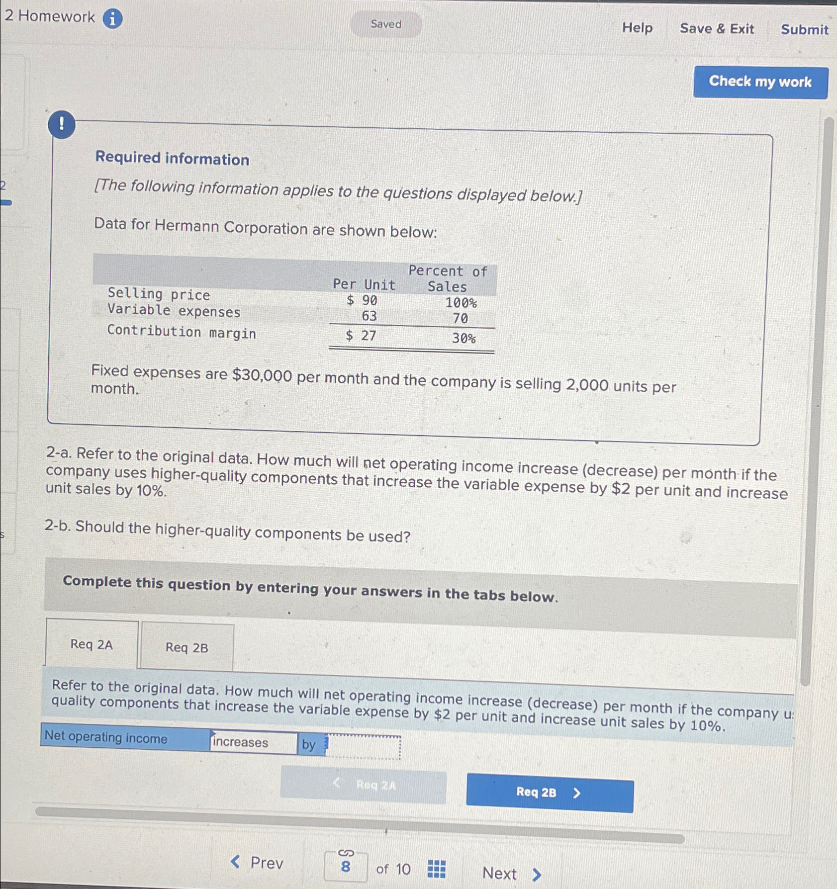  2 Homework Help Save & Exit Submit ! Required information [The