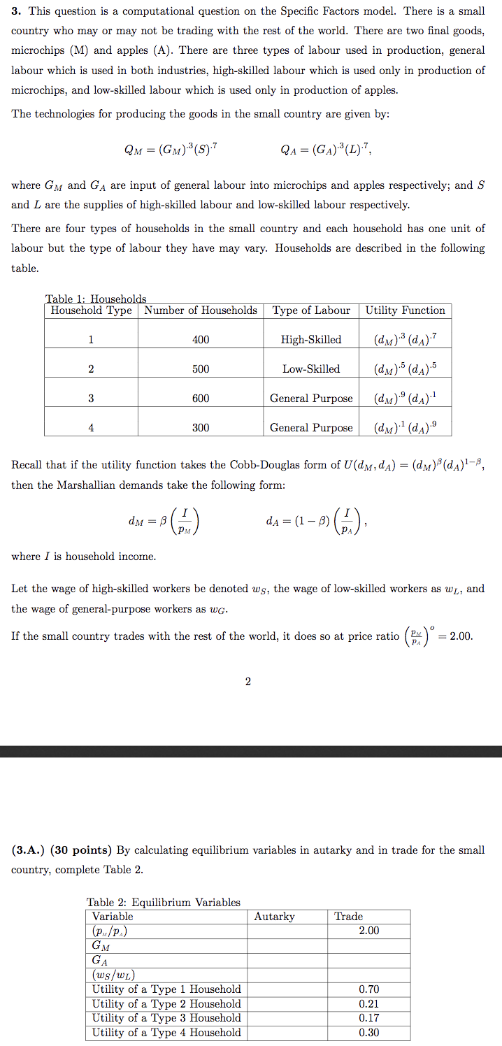 3. This question is a computational question on the Specific Factors