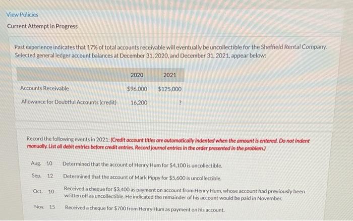  View Policies Current Attempt in Progress Past experience indicates that 17%