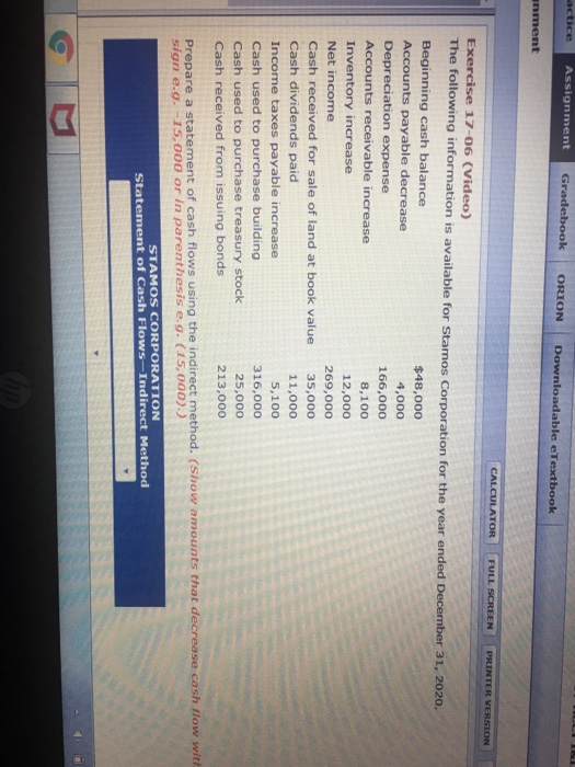  Assignment Gradebook ORION Downloadable eTextbook inment CALCULATOR FULL SCREEN PRINTER VERSION