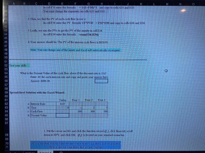 Find the present value of an uneven cash flow stream invested for