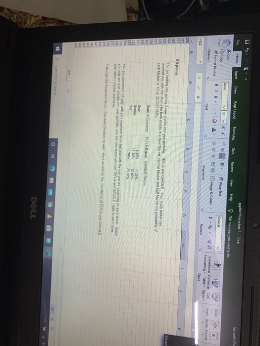  applied finane test 1 - Excel File Home Insert Page Layout