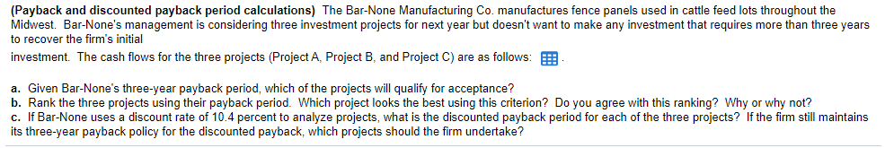 $(980) 700 225 170 90 470 Project B $(9,500) 4,500 4,000 4,000