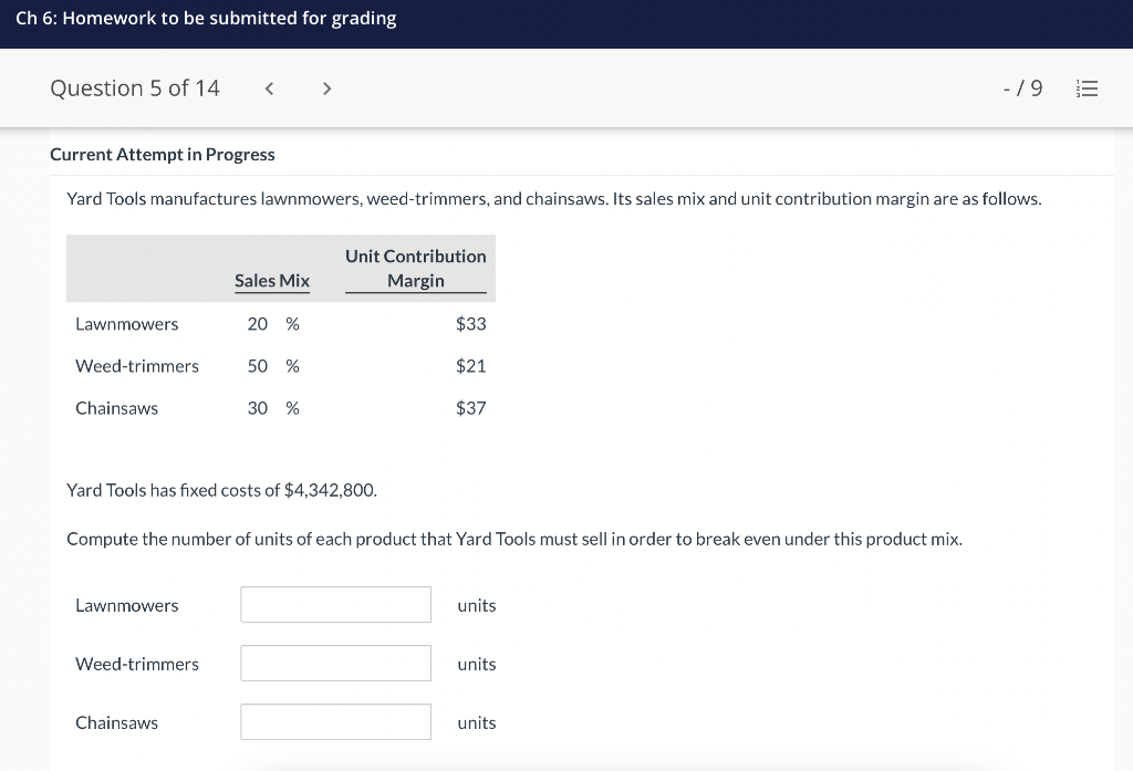  Ch 6: Homework to be submitted for grading Question 5 of