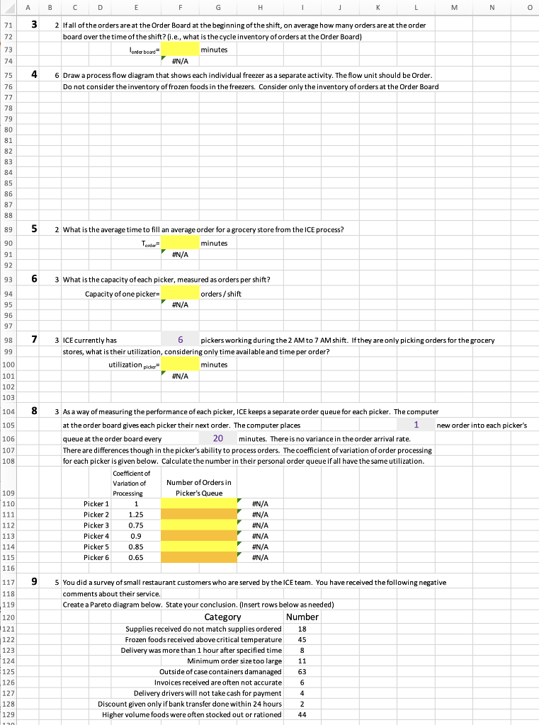 Same scenario with additional questions, please include steps with EXCEL formulas.... New