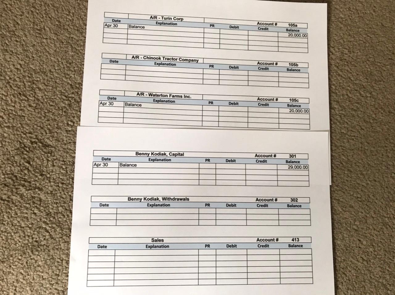 items in a general journal (see picture) and post to the ledger