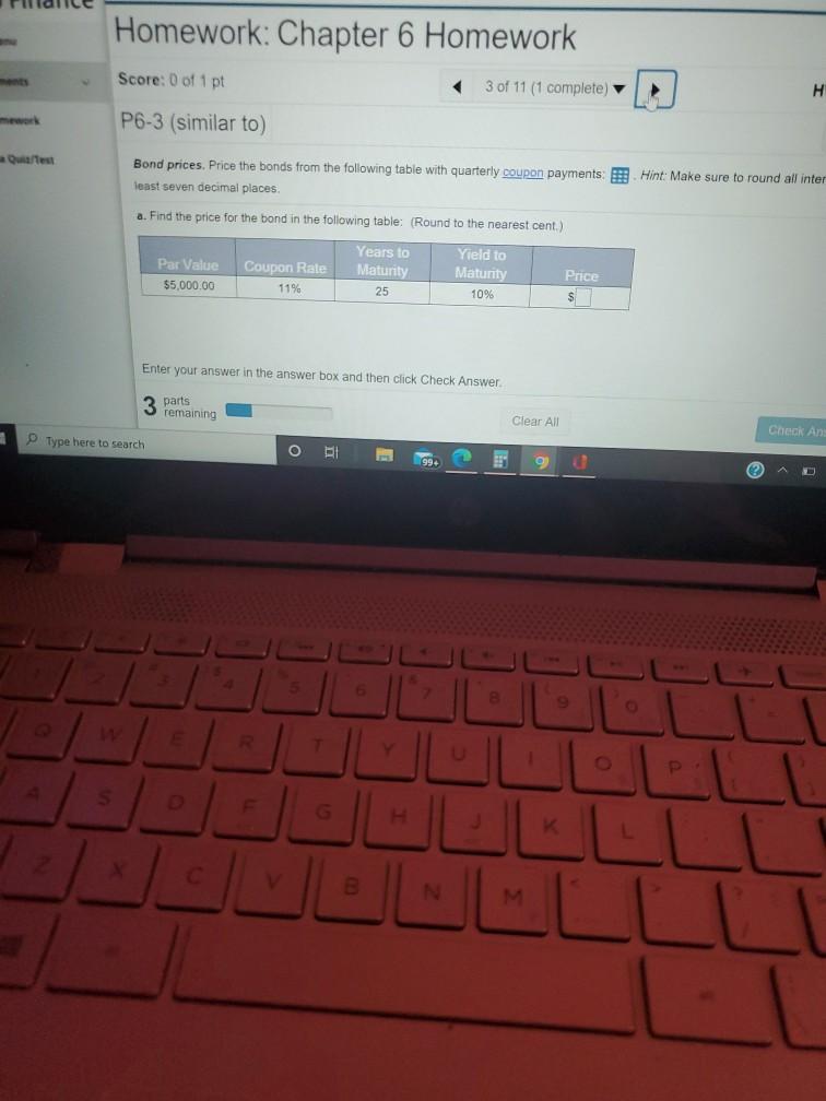 the following table with semiannual coupon payments: a. Find the price for