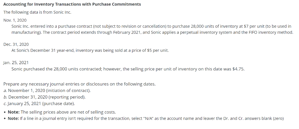 Accounting for Inventory Transactions with Purchase Commitments The following data is