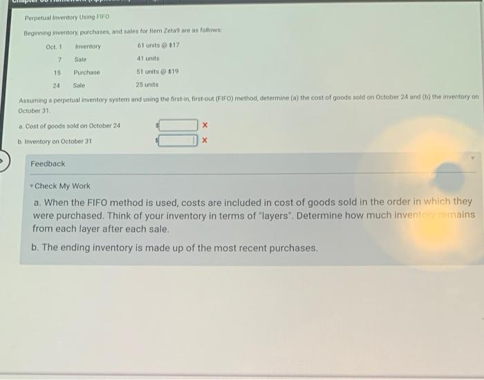  Perpetual Inventory Using FIFO Beginning inventory, purchases, and sales for Item