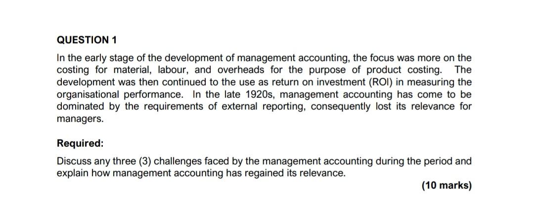 Subject : Accounting Topic : Management Accounting practice in changing business environment