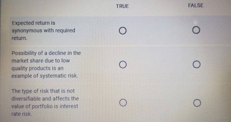 Answer all question. Only state the statements below whether TRUE or FALSE.