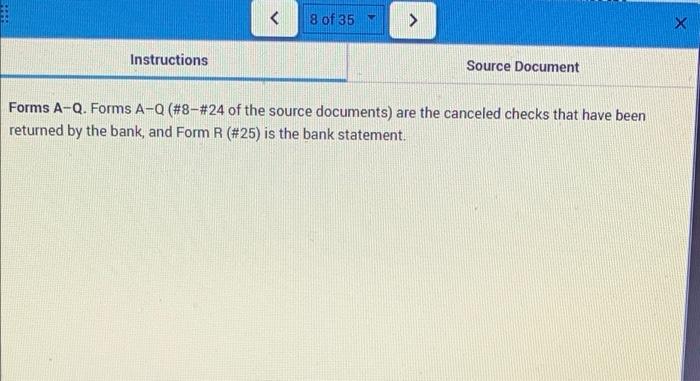 X Instructions Source Document Forms A-Q. Forms A-Q (#8-#24 of the
