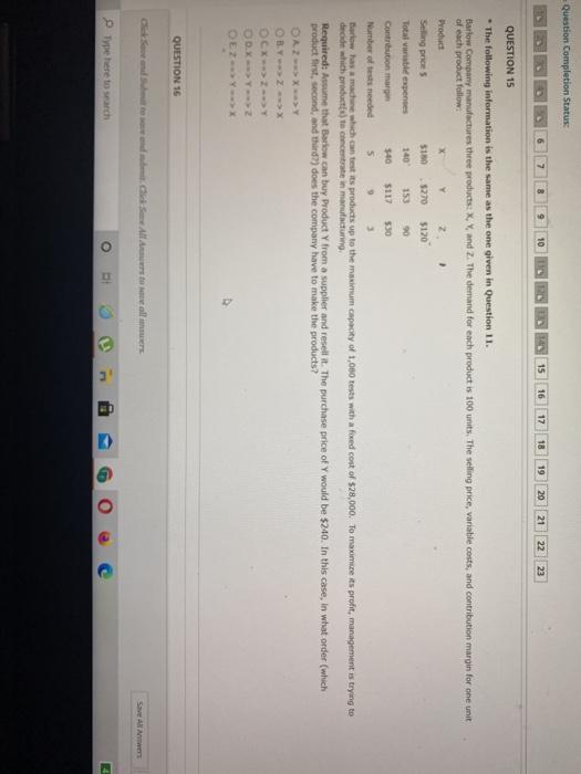  Question Completion Status 6 7 9 10 15 16 17 18