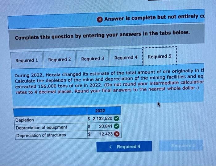 statement or the 2021 fiscal year? 4. Are depletion of the mine