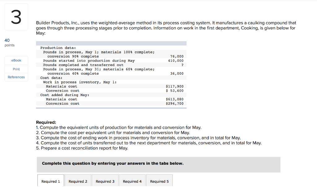  Builder Products, Inc., uses the weighted average method in its process