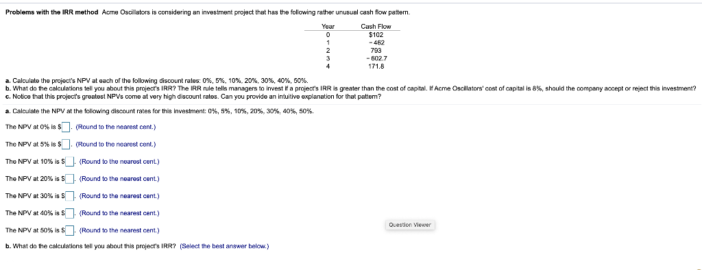  0 1. 2 Problems with the IRR method Acme Oscillators is