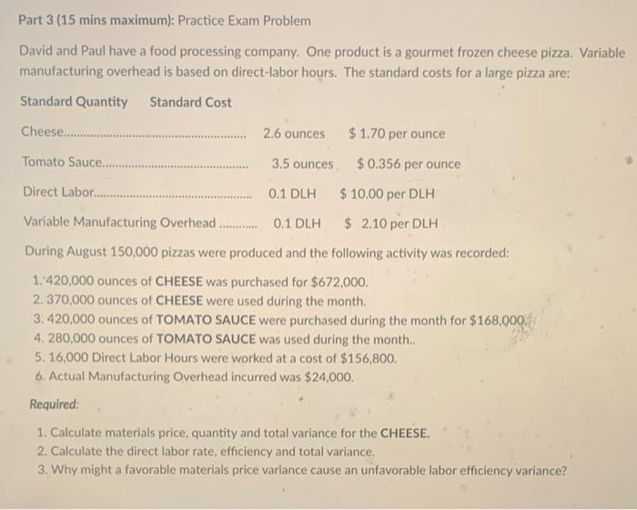 Part 3 (15 mins maximum): Practice Exam Problem David and Paul