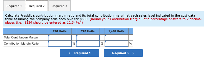 Ratio, Calculating Profit [LO 5-1, 5-5) Presidio, Inc., produces one model of